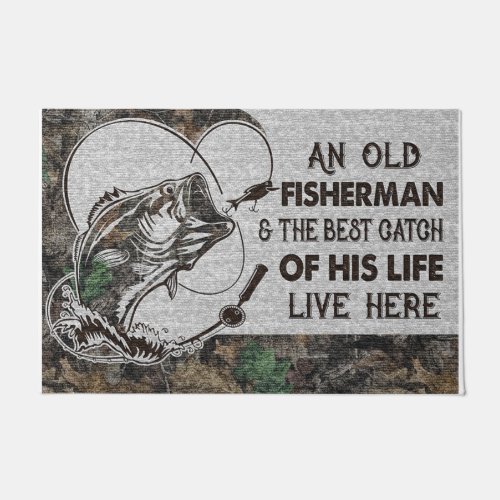 An Old Fisherman and The Best Catch of His Life  Doormat