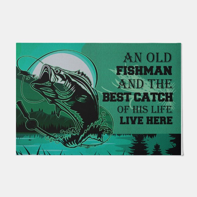An Old Fishman And The Best Catch Of His Life Doormat (Front)