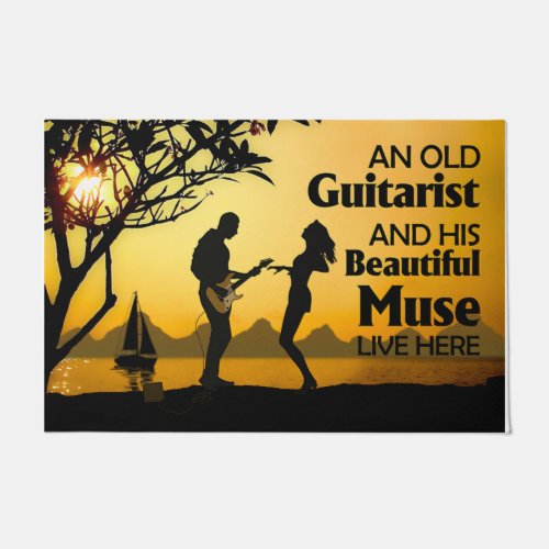 An Old Guitarist And His Beautiful Muse Doormat