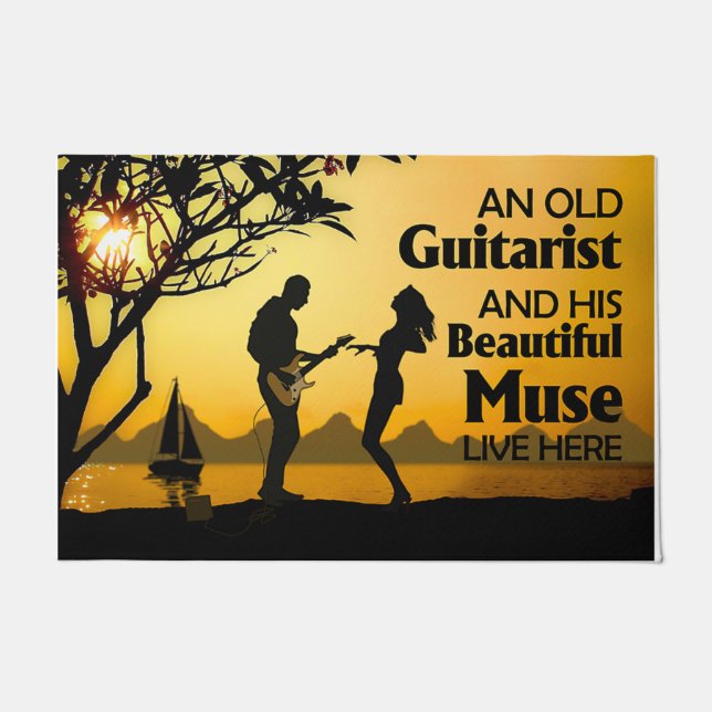 An Old Guitarist And His Beautiful Muse Doormat (Front)