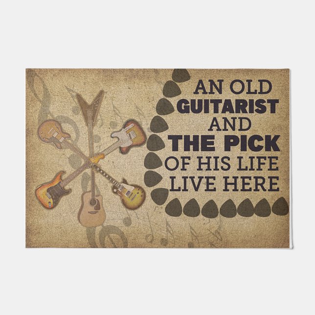 An Old Guitarist Rug, Funny Guitarist Room Mat (Front)