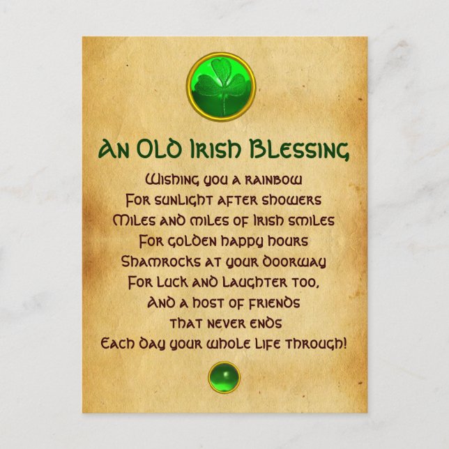 An Old Irish Blessing For Luck Parchment Postcard (Front)