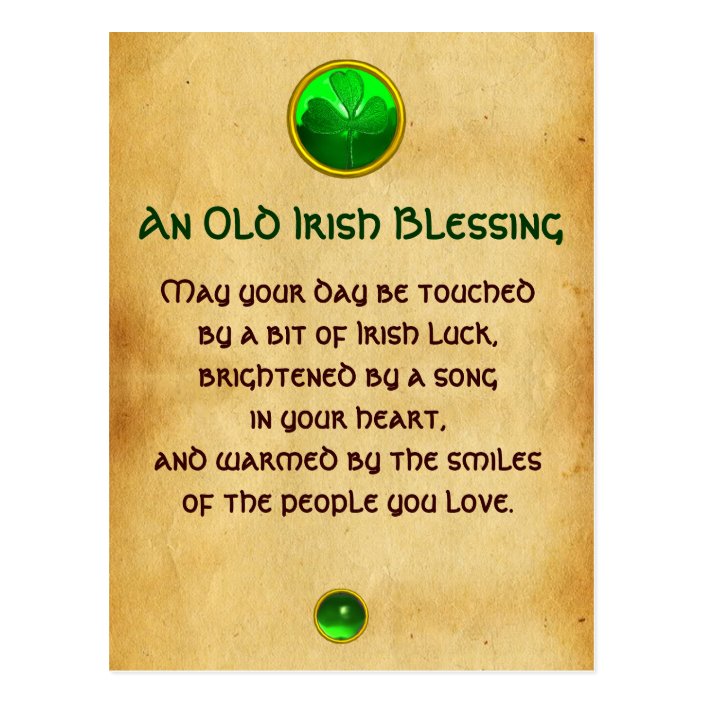 An Old Irish Blessing For Luck Parchment Postcard | Zazzle.com