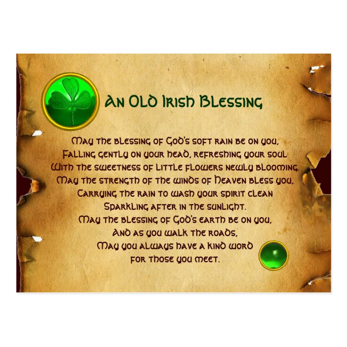 An Old Irish Blessing For Luck Parchment Post Cards