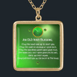 An Old Irish Blessing Gold Plated Necklace<br><div class="desc">Elegant , unique gold celtic jewel with an emerald gem stone and shamrock inset with an ancient irish prayer inside for Saint Paddy's Day (, St. Patty ). Vibrant 3D gemstones and very accurated design, 3D modeling and rendering by Bulgan Lumini (c).Part from series Hyper Talismans. .An elegant and classic...</div>