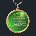 An Old Irish Blessing Gold Plated Necklace<br><div class="desc">Elegant , unique gold celtic jewel with an emerald gem stone and shamrock inset with an ancient irish prayer inside for Saint Paddy's Day (, St. Patty ). Vibrant 3D gemstones and very accurated design, 3D modeling and rendering by Bulgan Lumini (c).Part from series Hyper Talismans. .An elegant and classic...</div>