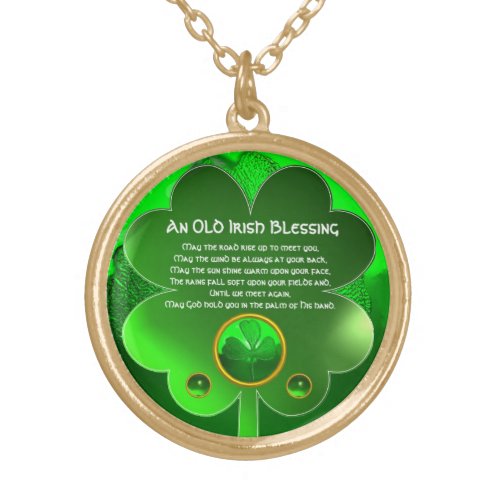 An Old Irish Blessing Gold Plated Necklace