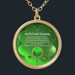 An Old Irish Blessing Gold Plated Necklace<br><div class="desc">Elegant , unique gold celtic jewel with an emerald gem stone and shamrock inset with an ancient irish prayer inside for Saint Paddy's Day (, St. Patty ). Vibrant 3D gemstones and very accurated design, 3D modeling and rendering by Bulgan Lumini (c).Part from series Hyper Talismans. .An elegant and classic...</div>