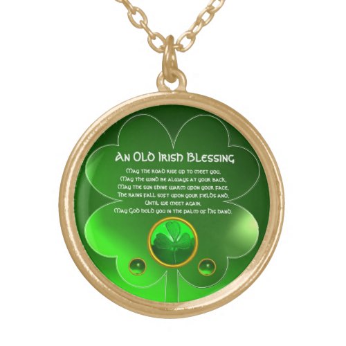 An Old Irish Blessing Gold Plated Necklace