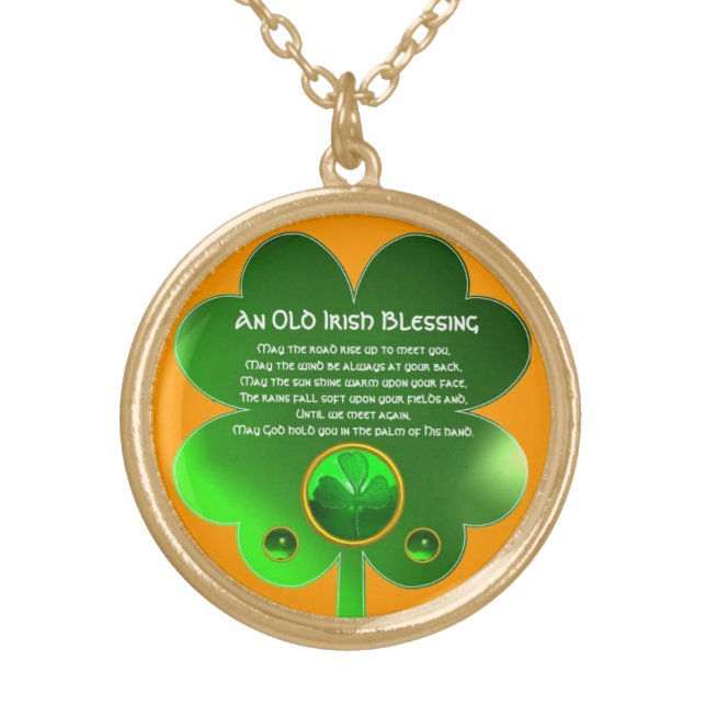 An Old Irish Blessing Gold Plated Necklace (Front)
