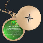 An Old Irish Blessing Gold Plated Necklace<br><div class="desc">Elegant , unique gold celtic jewel with an emerald gem stone and shamrock inset with an ancient irish prayer inside for Saint Paddy's Day (, St. Patty ). Vibrant 3D gemstones and very accurated design, 3D modeling and rendering by Bulgan Lumini (c).Part from series Hyper Talismans. .An elegant and classic...</div>