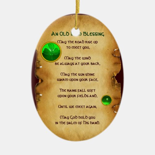 An Old Irish Blessing Parchment Ceramic Ornament