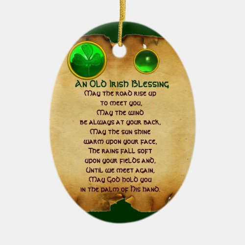 An Old Irish Blessing Parchment Ceramic Ornament