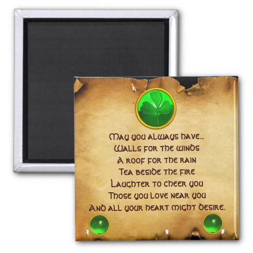An Old Irish Blessing Parchment for Luck Magnet
