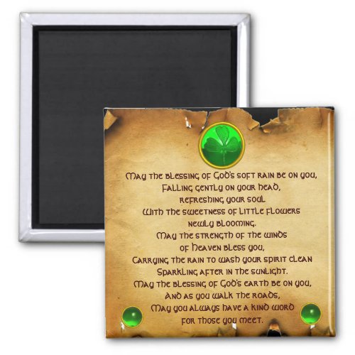 An Old Irish Blessing Parchment for Luck Magnet