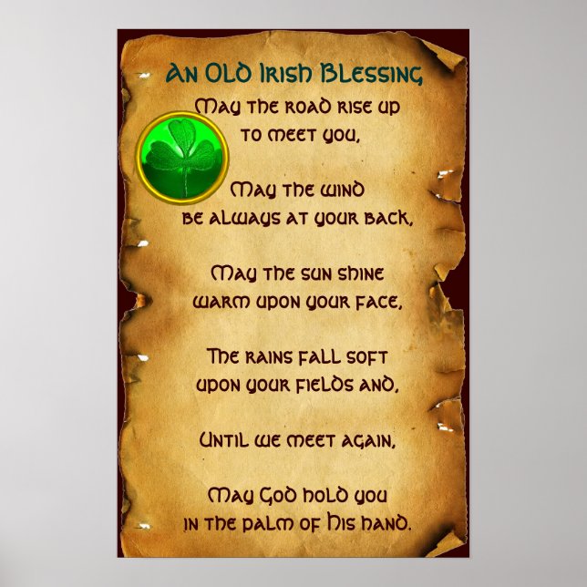 An Old Irish Blessing Parchment Poster (Front)