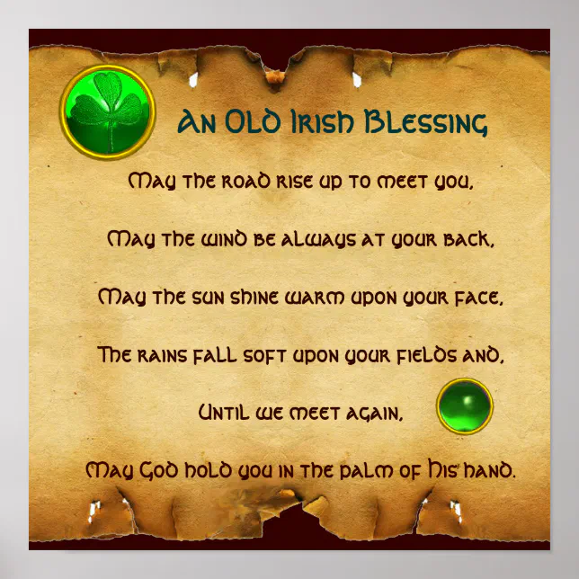 An Old Irish Blessing Parchment, Square Poster | Zazzle