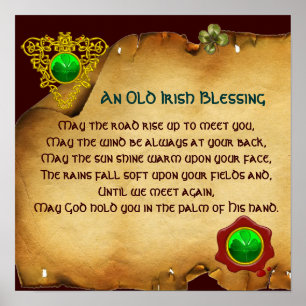 An Old Irish Blessing Parchment, Square Poster
