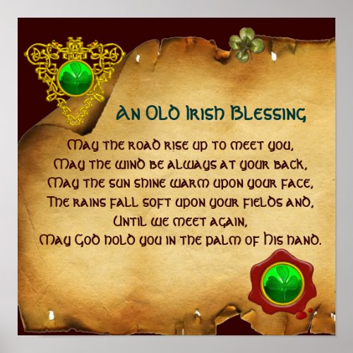 An Old Irish Blessing Parchment Square Poster