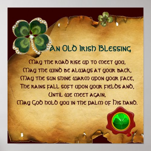 An Old Irish Blessing Parchment Square Poster