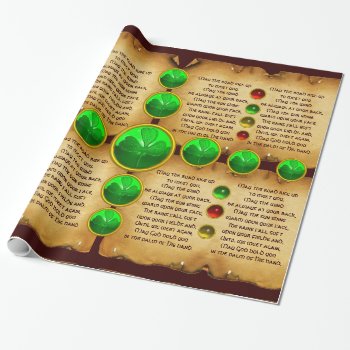 An Old Irish Blessing Parchment With Shamrocks Wrapping Paper by bulgan_lumini at Zazzle