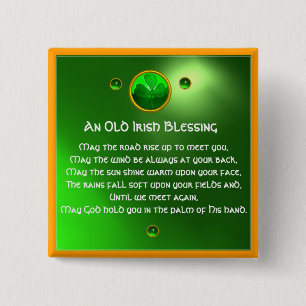 An Old Irish Blessing Shamrock Button
