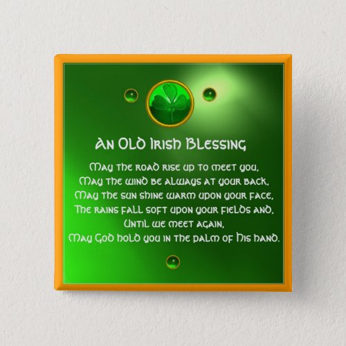 An Old Irish Blessing Shamrock Button