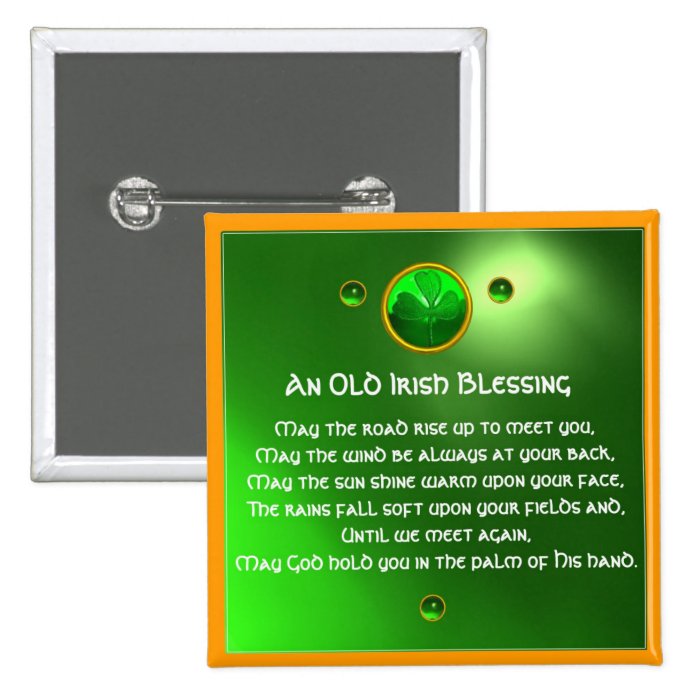 An Old Irish Blessing Shamrock Buttons