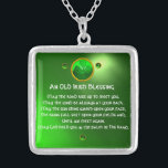 An Old Irish Blessing Silver Plated Necklace<br><div class="desc">Elegant , unique gold celtic jewel with an emerald gem stone and shamrock inset with an ancient irish prayer inside for Saint Paddy's Day (, St. Patty ). Vibrant 3D gemstones and very accurated design, 3D modeling and rendering by Bulgan Lumini (c).Part from series Hyper Talismans. .An elegant and classic...</div>