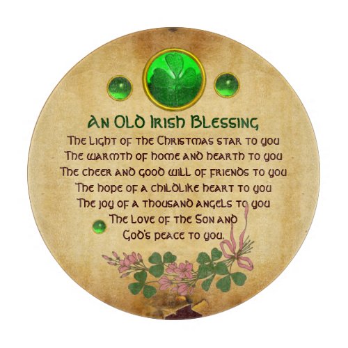 An Old Irish Christmas Blessing Parchment Cutting Board