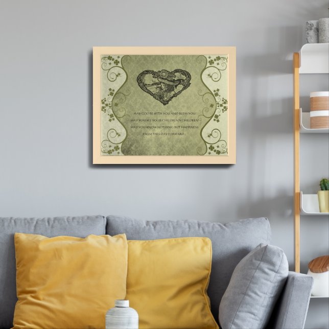 AN OLD IRISH WEDDING Blessing Distressed Damask Framed Art (Living Room 3)
