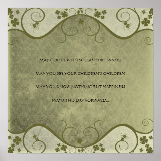 AN OLD IRISH WEDDING Blessing Distressed Damask Poster