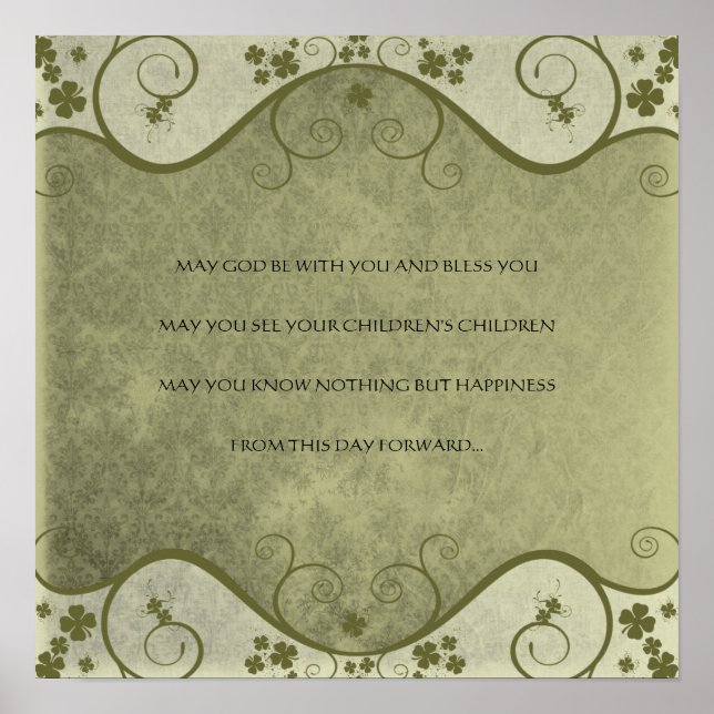 AN OLD IRISH WEDDING Blessing Distressed Damask Poster (Front)