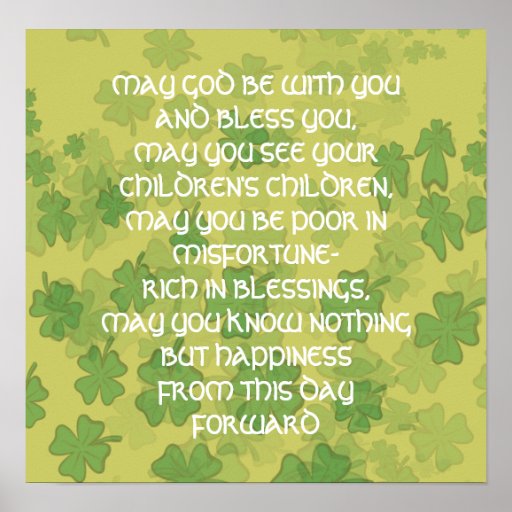 AN OLD IRISH WEDDING Blessing - Poster | Zazzle