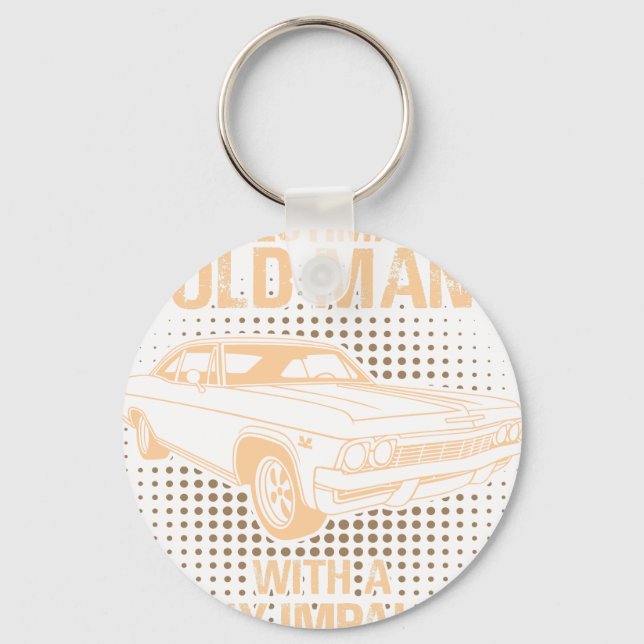 An Old Man Chevrolet Impala Ss 1965 Keychain (Front)
