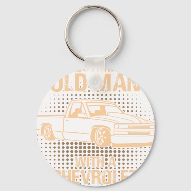 An Old Man Chevrolet Lowered Truck Vector Keychain (Front)