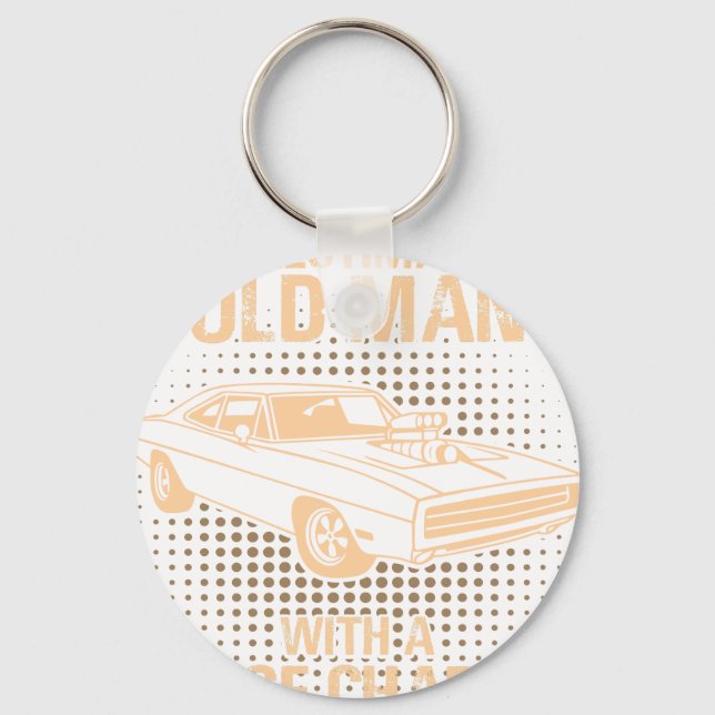 An Old Man Dodge Charger 1970 Keychain (Front)