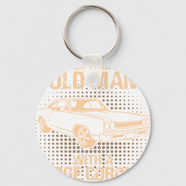 An Old Man Dodge Coronet Super Bee 1968 Keychain (Front)