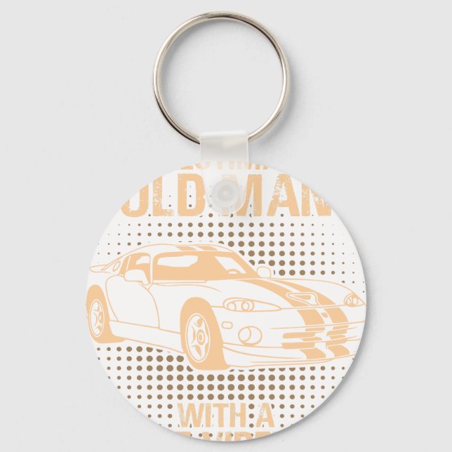An Old Man Dodge Viper 1996 Gts Stripes Keychain (Front)