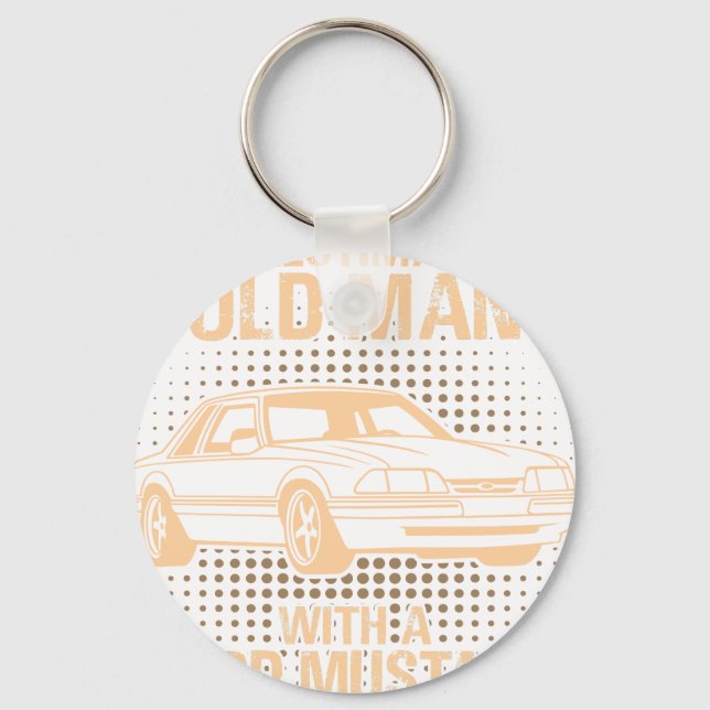 An Old Man Ford Mustang 1989 Notchback Keychain (Front)