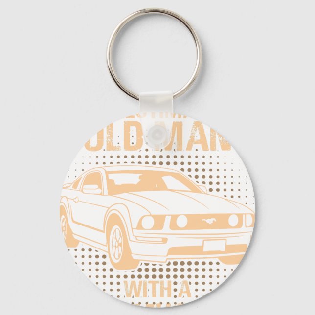 An Old Man Ford Mustang 2005 To 2009 5th Generatio Keychain (Front)