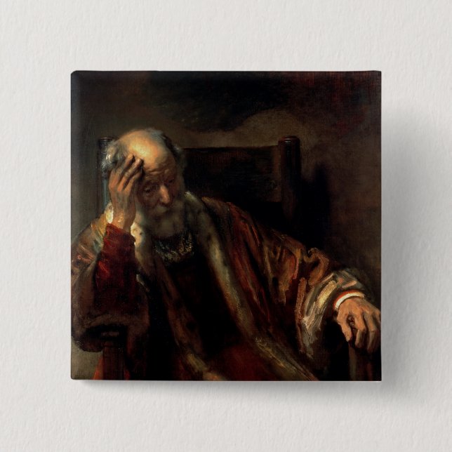 An Old Man in an Armchair Pinback Button (Front)