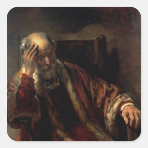 An Old Man in an Armchair Square Sticker