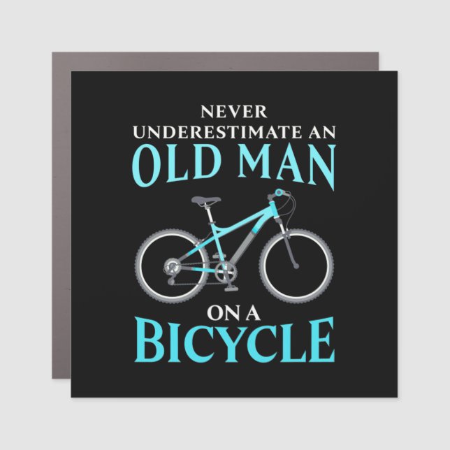 An Old Man On A Bicycle Car Magnet (Front)