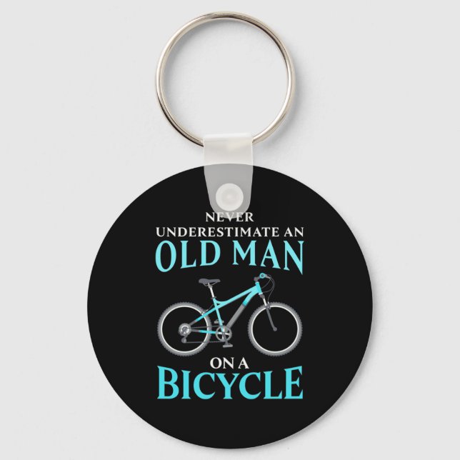 An Old Man On A Bicycle Keychain (Front)
