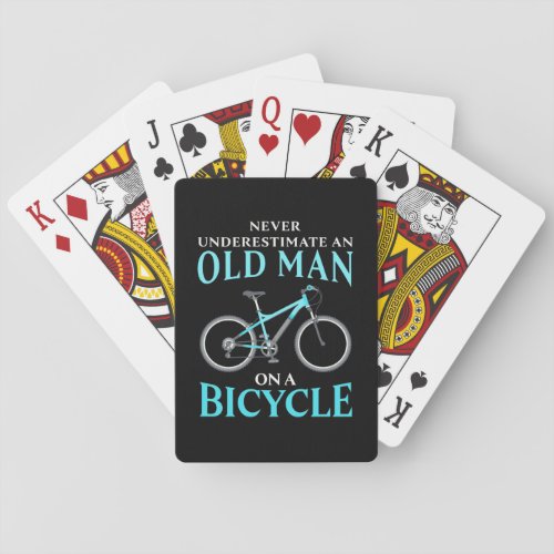 An Old Man On A Bicycle Playing Cards