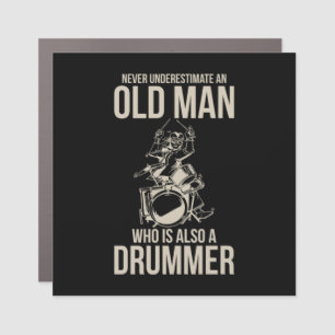 An Old Man Who Is Also A Drummer Car Magnet
