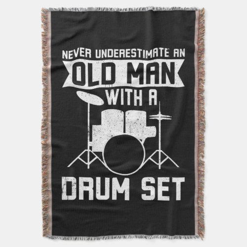 An Old Man With A Drum Set Throw Blanket
