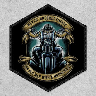 An Old Man With A Motorcycle Biker Vest Patch