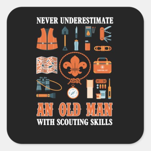 An Old Man With Scouting Skills Gift Square Sticker